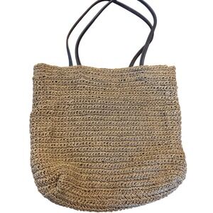 Eddie Bauer Straw Leather Handled Shoulder Bag